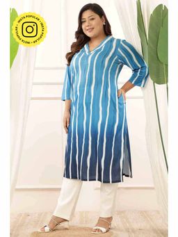 Isadora Life - Plus Size Blue Ombre Soft Knitted Fabric Kurta