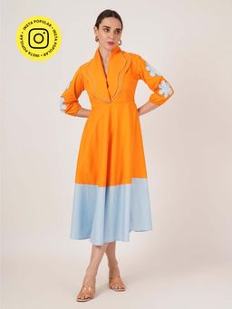 KALALOOM - Orange Double Collar Dress