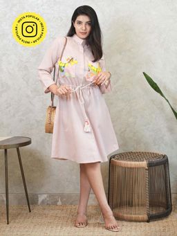 KALALOOM - Pastel Pink Tropical Pocket Dress