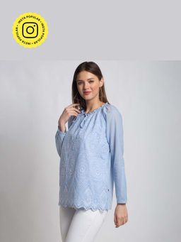 Mukul - Blue Statement Bloom Top