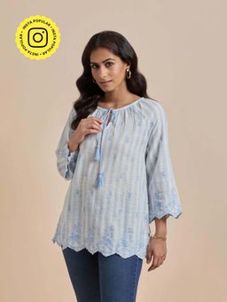 Mukul - Blue The Tassels and Threads Top