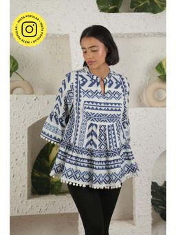 Mukul - Blue Ikat Printed Top