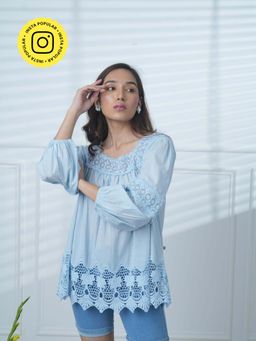 Mukul - Blue The Gala Lace Top