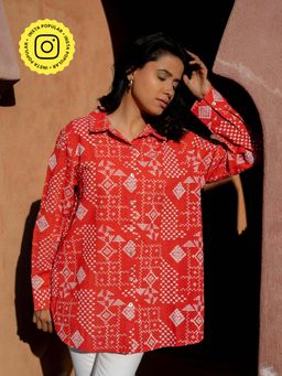 Mukul - Red Nandini Embroidered Shirt