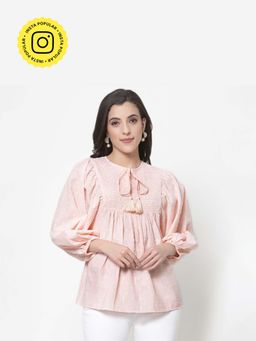 Mukul - Peach Tassell and Pleat Top