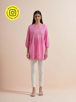 Mukul - Pink Embroidery Top