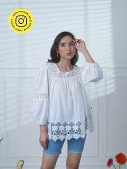 Mukul - White The Gala Lace Top