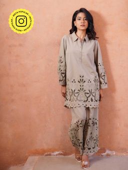 Mukul - Olive Embroidered Co-Ord's