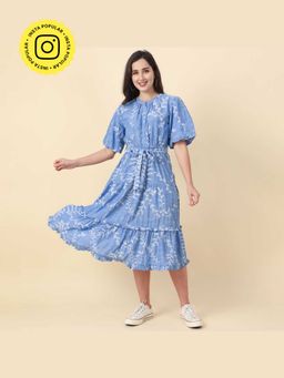 Mukul - Blue Embroidered Midi Dress