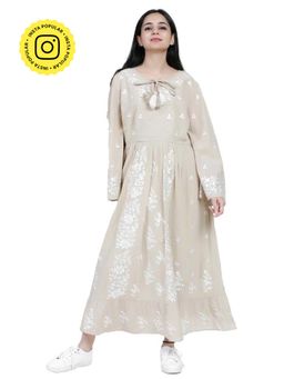 Mukul - Beige All-Over Embroidered Maxi Dress