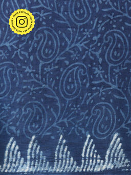 Okhai - 'Kind' Hand Block Printed Mirror Work Pure Cotton Saree With Unstitched Blouse