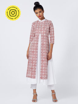Okhai - Fresh Flowers Khadi & Cambric Layer Kurta