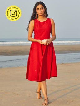 Okhai - Red Mirror Work Dress