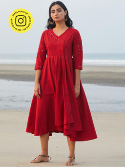 Okhai - Red Mirror Work Dress