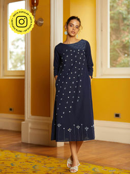 Okhai - Indigo Embroidered Dress