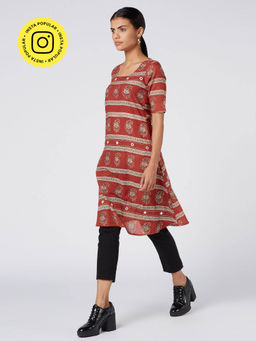 Okhai - Wanderer Mirror Work Hand Block Print Dress