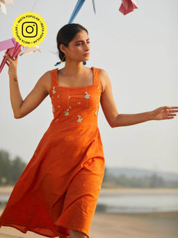 Okhai - Orange Embroidered Dress