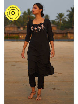 Okhai - Black Embroidered Kurta