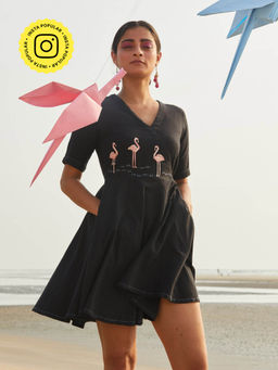 Okhai - Black Embroidered Dress