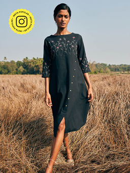 Okhai - Purpose Hand Embroidered Mirror Work Pure Cotton Dress