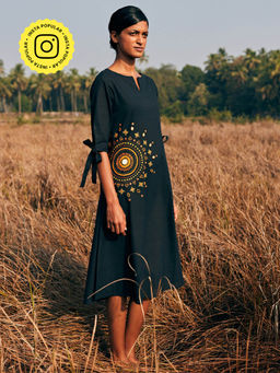 Okhai - Pious Hand Embroidered Mirror Work Pure Cotton Dress