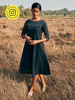 Okhai - Secrecy Hand Embroidered Mirror Work Pure Cotton Dress
