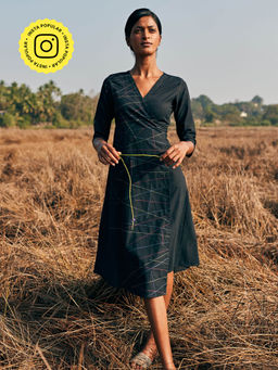 Okhai - Dynamic Hand Embroidered Mirror Work Pure Cotton Dress