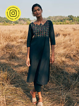Okhai - Mystery Hand Embroidered Mirror Work Pure Cotton Kurta