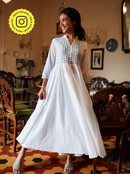 Okhai - 'Ariya' Hand Embroidered Mirror Work Pure Cotton Dress