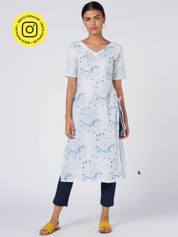 Okhai - Royal March Cotton Hand Block Print Kurta