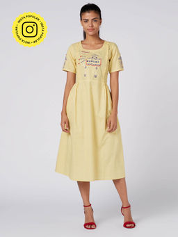 Okhai - Camel Safari Reverse Applique Cambric Dress