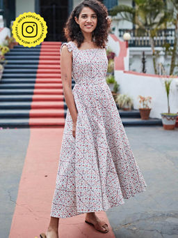 Okhai - 'Queen' Pure Cotton Hand Block Printed Dress