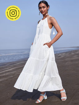 Okhai - 'Ice Crystal' Mirror Work Pure Cotton Dress