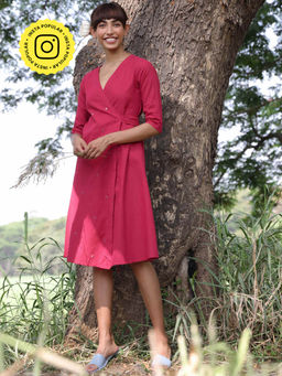 Okhai - Jolene Pure Cotton Mirror Work Wrap Dress