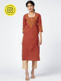 Okhai - Dusk Embroidered Cotton Handloom Kurta