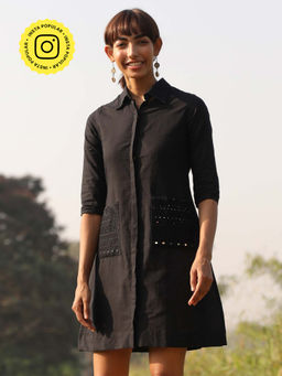 Okhai - 'Fulfill' Hand Embroidered Mirror Work Pure Cotton Dress