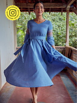 Okhai - 'Sensation' Hand Embroidered Mirror Work Pure Cotton Dress