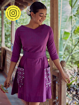 Okhai - Verbena Hand Embroidered Mirror Work Pure Cotton Dress