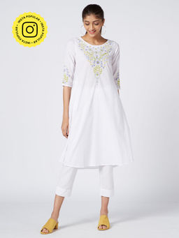 Okhai - Serene Fragrance Embroidered Cambric Kurta