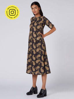 Okhai - Paisley Flair Cotton Hand Block Print Dress