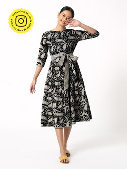 Okhai - Relume Black Hand Block Printed Dress