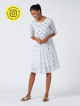 Okhai - Lyra White Embroidered Cotton Cambric Dress