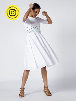 Okhai - Dove White Embroidered Cotton Cambric Dress