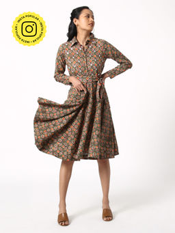Okhai - Multi-Color Sepia Cotton Shirt Dress