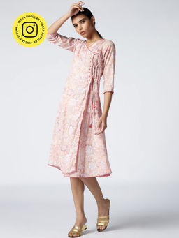 Okhai - Peach Blush Embroidered Angarkha Dress