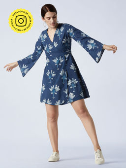 Okhai - Blue Un-Cage Hand Block Printed Mini Dress