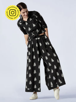 Okhai - Black Urban Rules Cotton Ikkat Co-ord (Set of 2)