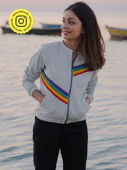 Okhai - Grey Sunbeam Cotton Slub Bomber Jacket
