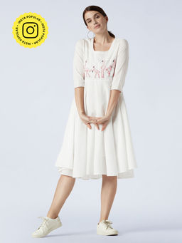 Okhai - White Pullicat Cotton Cambric Hand Embroidered Dress