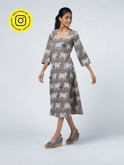 Okhai - Grey Rustic Radiance Midi Dress